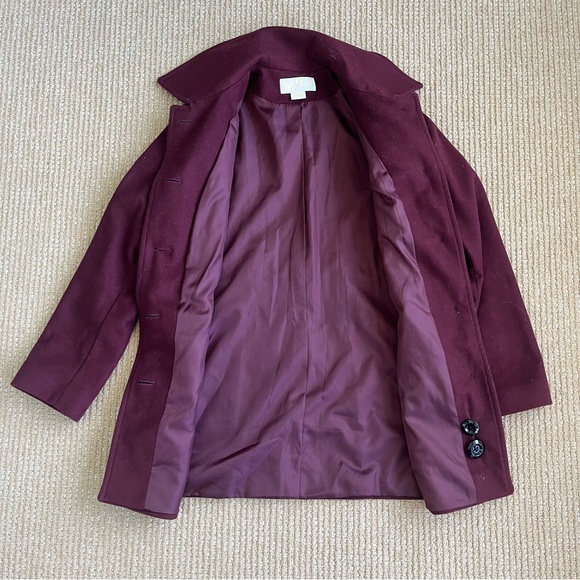 Michael By Michael Kors Women's Wool Blend Red Maroon Single Breasted Coat SZ M - Picture 6 of 13